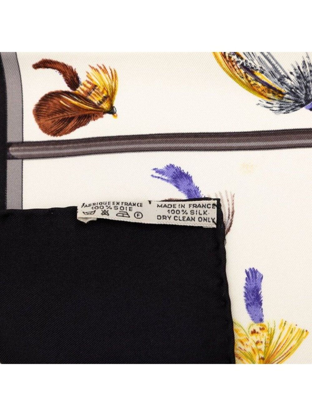 ★SOLD★ Hermes Carre 90 Flies Fly Scarf Large Black Multicolor Silk - Picture 7 of 7